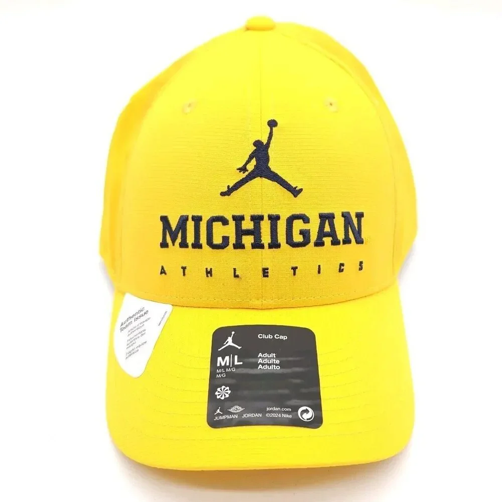 Michigan Wolverines Jordan 2024/25‎ On-Field Club Strapback M/L Hat Yellow Cap